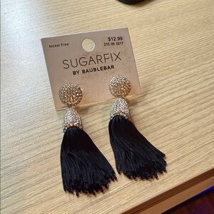 Black and Silver Tassel Earrings